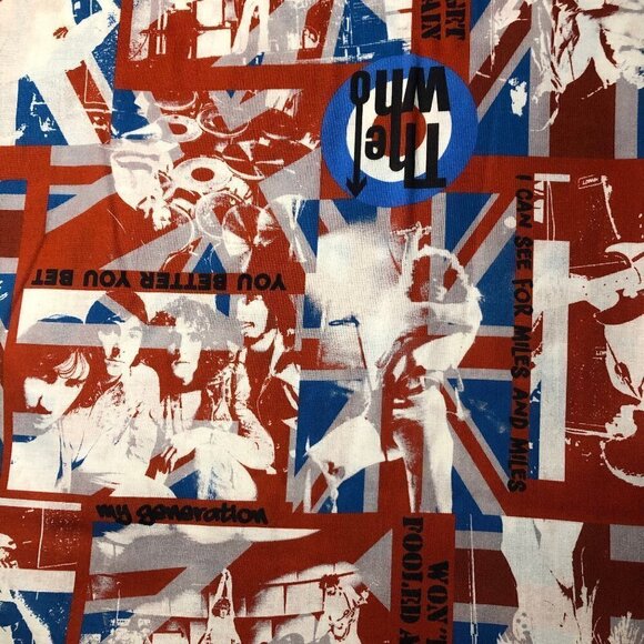 🛒$9 Quilt Cotton Fabric Material By the 1 yard The Who Music Group Rock & Roll - Picture 1 of 3